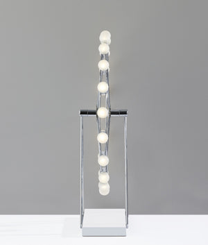 Homeroots 22" Off White Metal Multi Light Bedside Led Table Lamp With Off White Globe Shade  Metal 372849