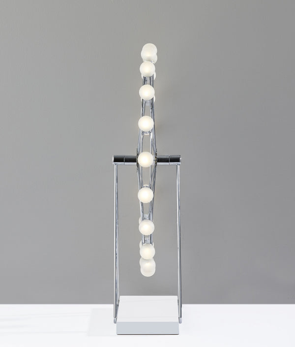 Homeroots 22" Off White Metal Multi Light Bedside Led Table Lamp With Off White Globe Shade  Metal 372849