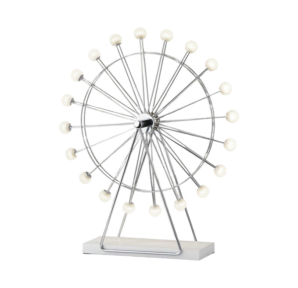 Homeroots 22" Off White Metal Multi Light Bedside Led Table Lamp With Off White Globe Shade  Metal 372849