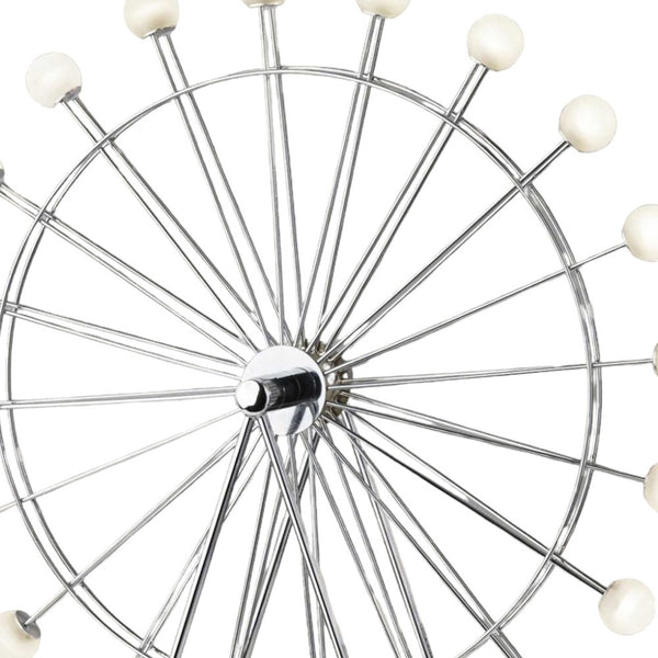 Homeroots 22" Off White Metal Multi Light Bedside Led Table Lamp With Off White Globe Shade  Metal 372849