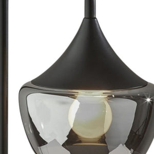 Homeroots Gnome Smoked Glass Black Metal Table Lamp Black  372854