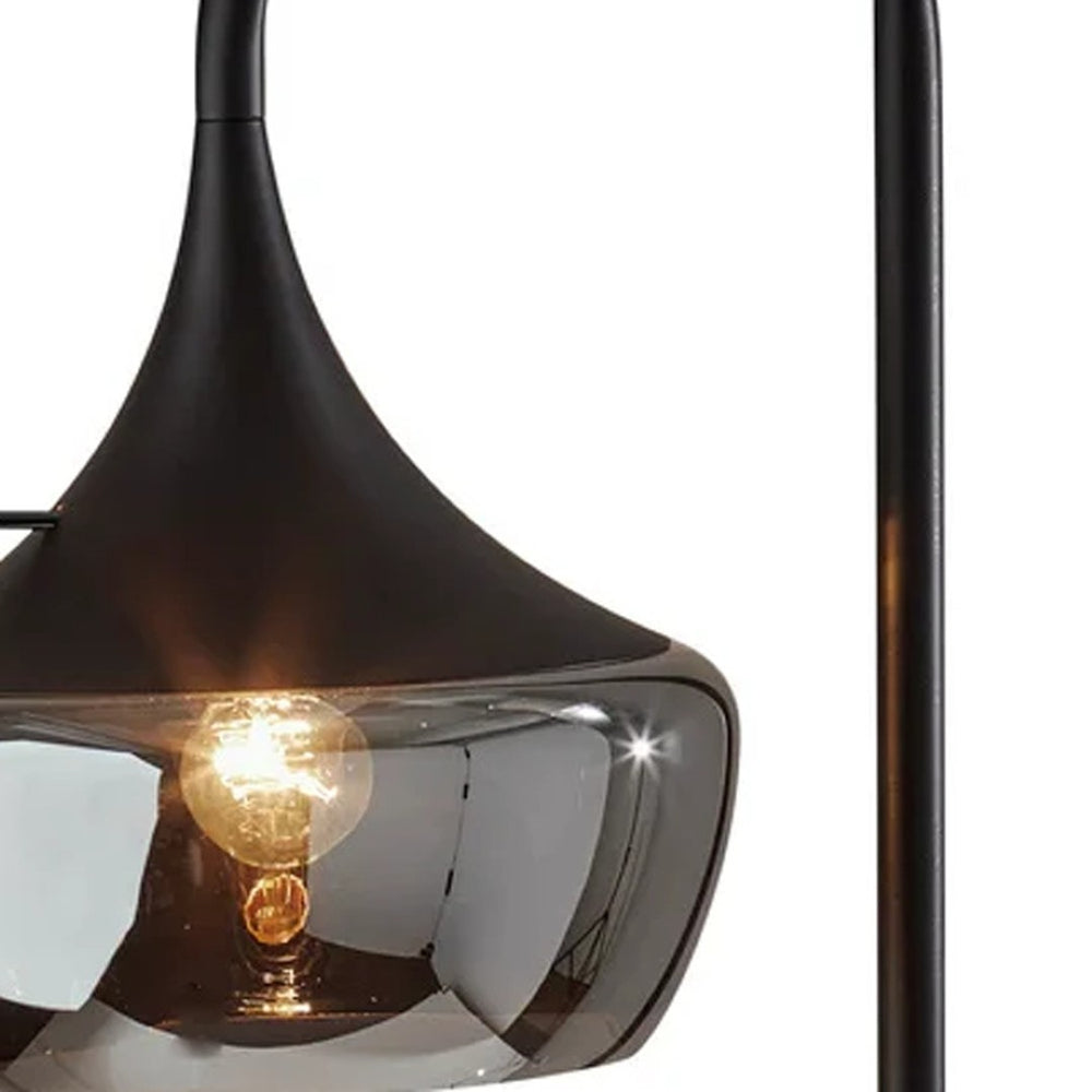 HomeRoots 64" Task Floor Lamp - Sleek Metal Design with Elegant Glass Bowl Shade for Stylish Illumination Black 372856