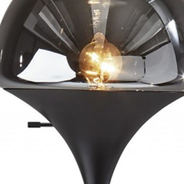 HomeRoots 70" Contemporary Floor Lamp with Smoked Glass Shade for Cozy Illumination and Modern Décor Black 372858