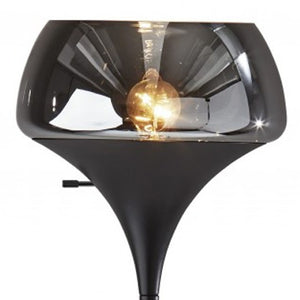HomeRoots 70" Contemporary Floor Lamp with Smoked Glass Shade for Cozy Illumination and Modern Décor Black 372858