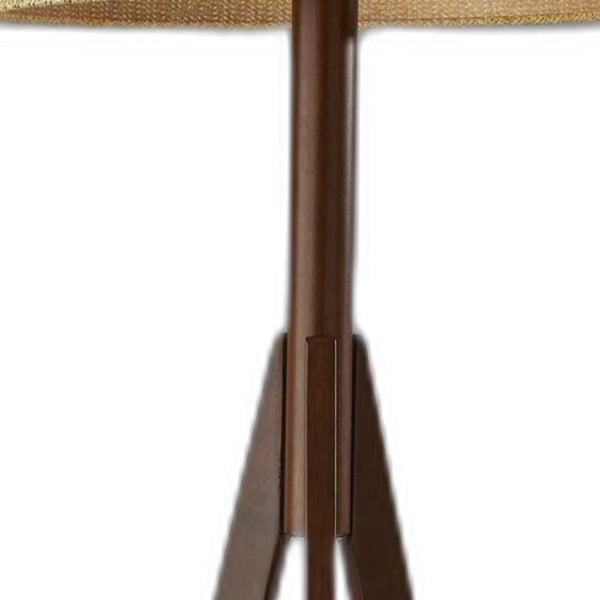 Homeroots 59" Tripod Floor Lamp With Warm Brown Drum Shade - Stylish Rattan Design For Modern Home Décor Walnut Metal 372867