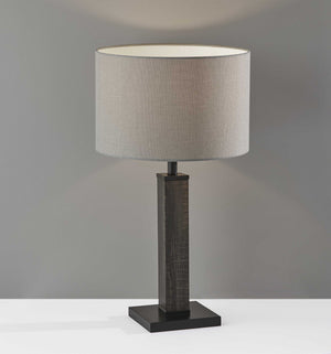Homeroots Black Wood Monument Table Lamp Black  372868