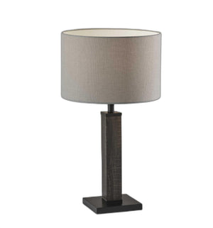 Homeroots Black Wood Monument Table Lamp Black  372868