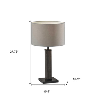 Homeroots Black Wood Monument Table Lamp Black  372868