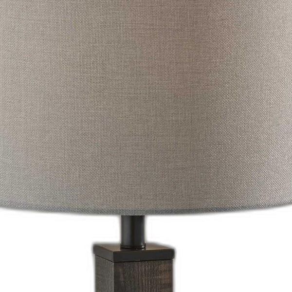 Homeroots Black Wood Monument Table Lamp Black  372868