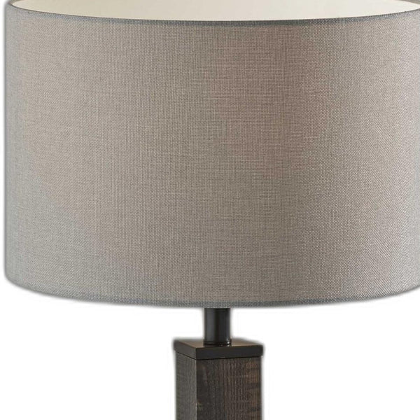 Homeroots Black Wood Monument Table Lamp Black  372868