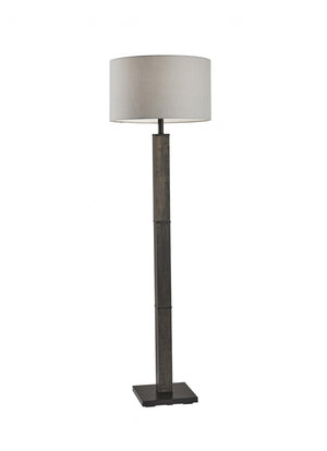 HomeRoots 62" Wood and Metal Floor Lamp with Light Gray Fabric Shade for Inviting Rustic Home Illumination Black 372870