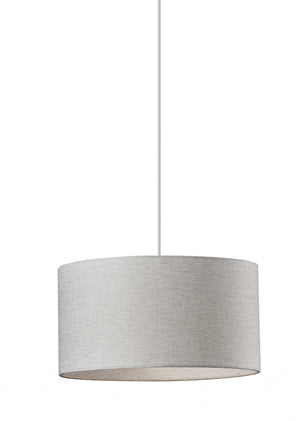 Homeroots White Fabric Sleek Drum Pendant Lamp White Metal 372882