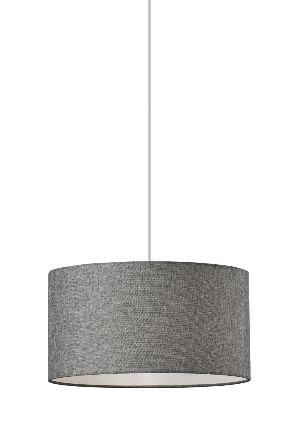 HomeRoots Burlap Fabric Pendant Light – Natural Wheat Shade Drum Lamp for Cozy Ambiance in Any Room Grey 372883