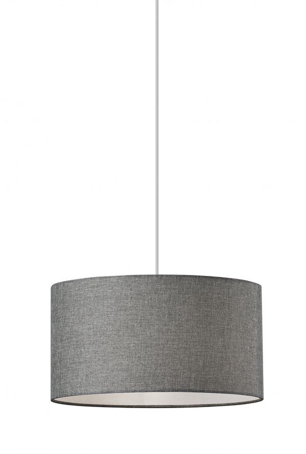 Homeroots Heather Grey Fabric Shade Electric Drum Pendant Grey Metal 372883