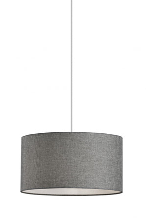 Homeroots Heather Grey Fabric Shade Electric Drum Pendant Grey Metal 372883