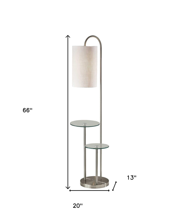 Homeroots 66" Tray Table Floor Lamp With White Drum Shade  Metal 372886