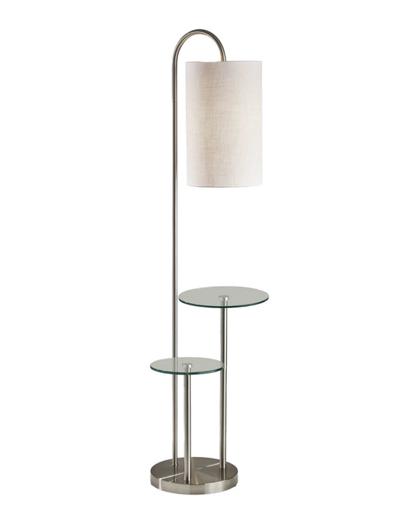 Homeroots 66" Tray Table Floor Lamp With White Drum Shade  Metal 372886