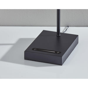 Homeroots 22" Black Metal Led Desk Table Lamp With Usb And Antiqued Brass Cone Shade   372887