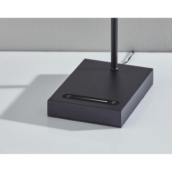 Homeroots 22" Black Metal Led Desk Table Lamp With Usb And Antiqued Brass Cone Shade   372887