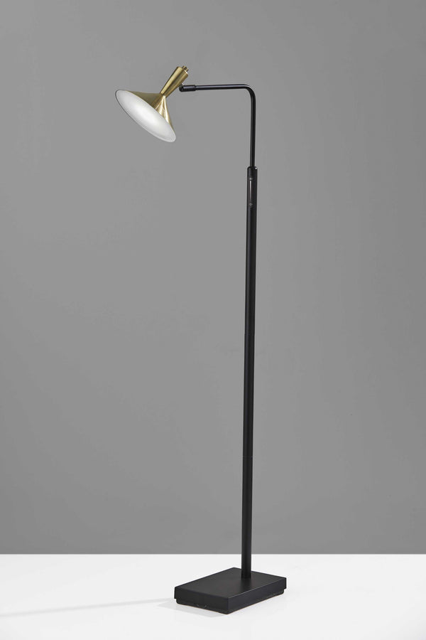 Homeroots Adjustable Brass Spotlight Led Floor Lamp In Black Metal  Metal 372888