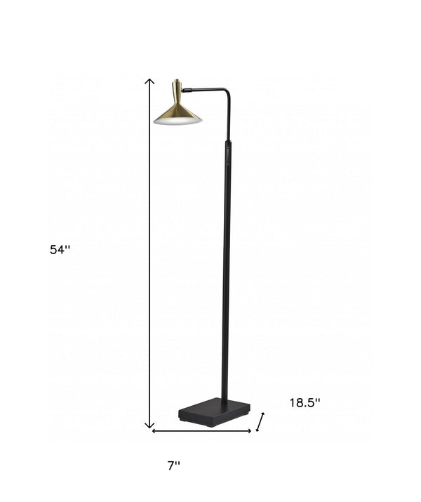 Homeroots Adjustable Brass Spotlight Led Floor Lamp In Black Metal  Metal 372888