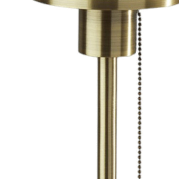 Homeroots 22" Antiqued Brass Table Lamp With White Ribbed Frosted Glass Dome Shade   372891