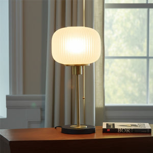 HomeRoots 22" Antiqued Brass Table Lamp - Vintage-Inspired with White Frosted Glass Shade for Elegant Illumination 372891