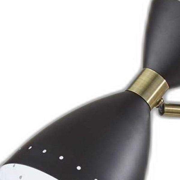 HomeRoots 32" Black and Gold Metal Desk Lamp - Adjustable Mid-Century Cone Shade for Stylish Task Lighting 372896