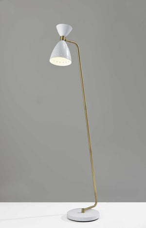 Homeroots 59" Brass Task Floor Lamp With White Metal Cone Shade  Metal 372897