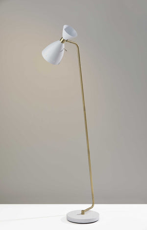 Homeroots 59" Brass Task Floor Lamp With White Metal Cone Shade  Metal 372897