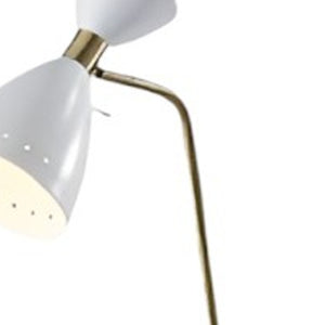 HomeRoots 59" Elegant Gold and White Task Floor Lamp with Cone Shade – Stylish, Compact Lighting for Any Space 372897