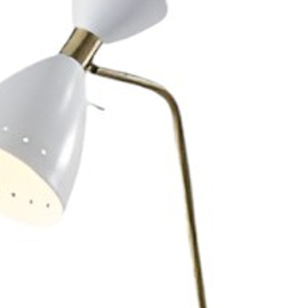 HomeRoots 59" Elegant Gold and White Task Floor Lamp with Cone Shade – Stylish, Compact Lighting for Any Space 372897