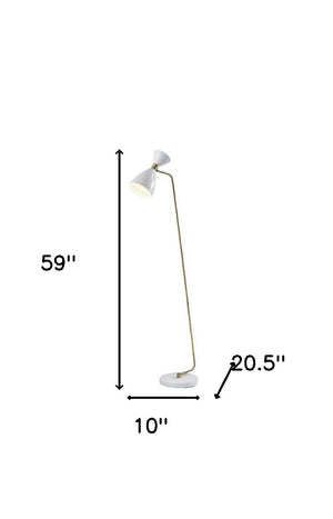 Homeroots 59" Brass Task Floor Lamp With White Metal Cone Shade  Metal 372897