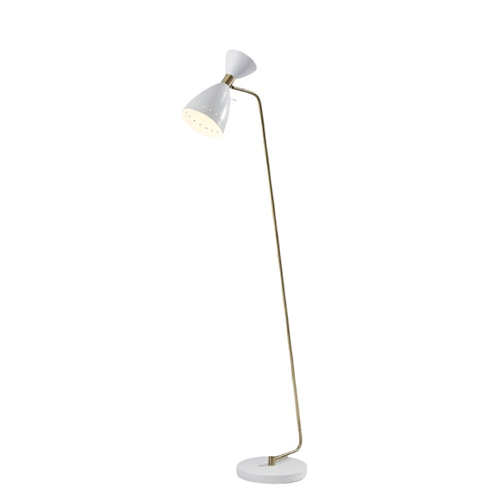 HomeRoots 59" Elegant Gold and White Task Floor Lamp with Cone Shade – Stylish, Compact Lighting for Any Space 372897