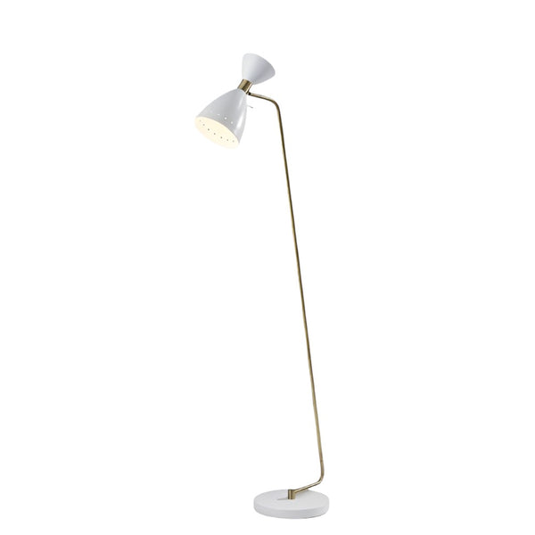 Homeroots 59" Brass Task Floor Lamp With White Metal Cone Shade  Metal 372897