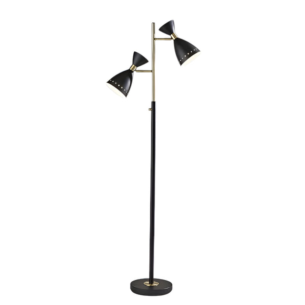 Homeroots 68" Black Task Floor Lamp With Black Metal Cone Shade  Metal 372899