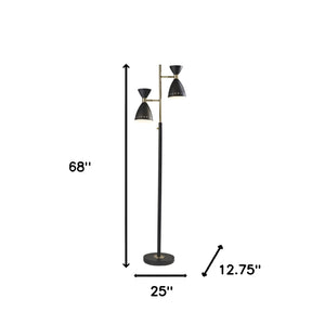 Homeroots 68" Black Task Floor Lamp With Black Metal Cone Shade  Metal 372899