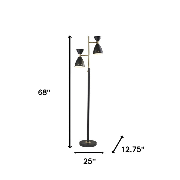 Homeroots 68" Black Task Floor Lamp With Black Metal Cone Shade  Metal 372899