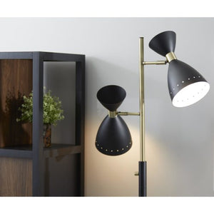 Homeroots 68" Black Task Floor Lamp With Black Metal Cone Shade  Metal 372899