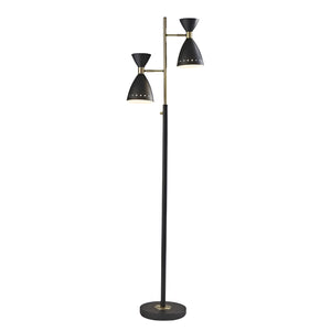 Homeroots 68" Black Task Floor Lamp With Black Metal Cone Shade  Metal 372899