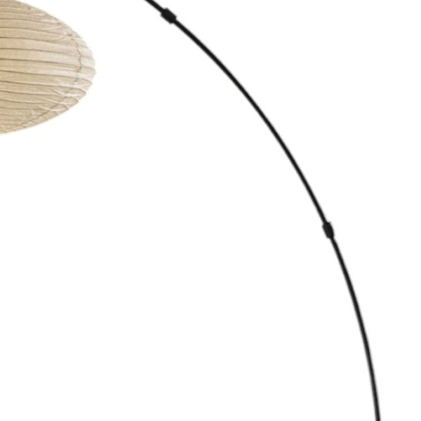 HomeRoots 80" Beige Arc Floor Lamp with Cream Paper Globe Shade - Modern Boho Design for Cozy Spaces Black 372902