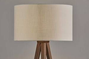 HomeRoots 62" Tripod Floor Lamp - Sleek Modern Design with Fabric Drum Shade for Ambient Home Illumination Walnut 21" X 21" X 60.'25" 372908