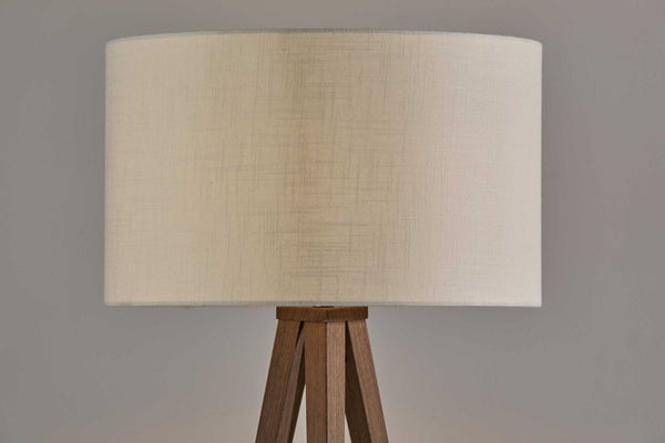 HomeRoots 62" Tripod Floor Lamp - Sleek Modern Design with Fabric Drum Shade for Ambient Home Illumination Walnut 21" X 21" X 60.'25" 372908