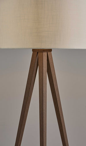 HomeRoots 62" Tripod Floor Lamp - Sleek Modern Design with Fabric Drum Shade for Ambient Home Illumination Walnut 21" X 21" X 60.'25" 372908