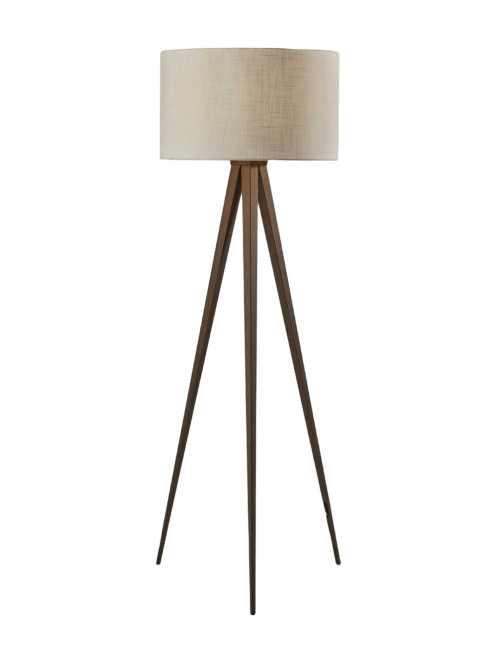 HomeRoots 62" Tripod Floor Lamp - Sleek Modern Design with Fabric Drum Shade for Ambient Home Illumination Walnut 21" X 21" X 60.'25" 372908