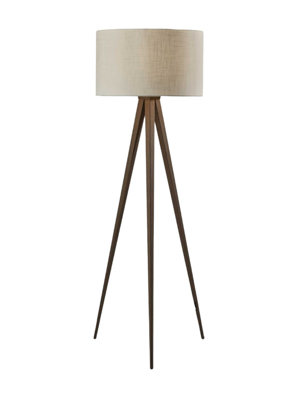 HomeRoots 62" Tripod Floor Lamp - Sleek Modern Design with Fabric Drum Shade for Ambient Home Illumination Walnut 21" X 21" X 60.'25" 372908