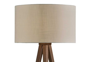 HomeRoots 62" Tripod Floor Lamp - Sleek Modern Design with Fabric Drum Shade for Ambient Home Illumination Walnut 21" X 21" X 60.'25" 372908