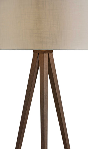 HomeRoots 62" Tripod Floor Lamp - Sleek Modern Design with Fabric Drum Shade for Ambient Home Illumination Walnut 21" X 21" X 60.'25" 372908
