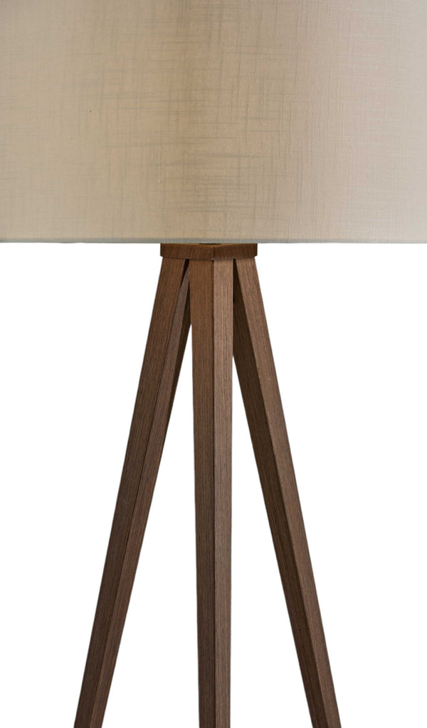 HomeRoots 62" Tripod Floor Lamp - Sleek Modern Design with Fabric Drum Shade for Ambient Home Illumination Walnut 21" X 21" X 60.'25" 372908