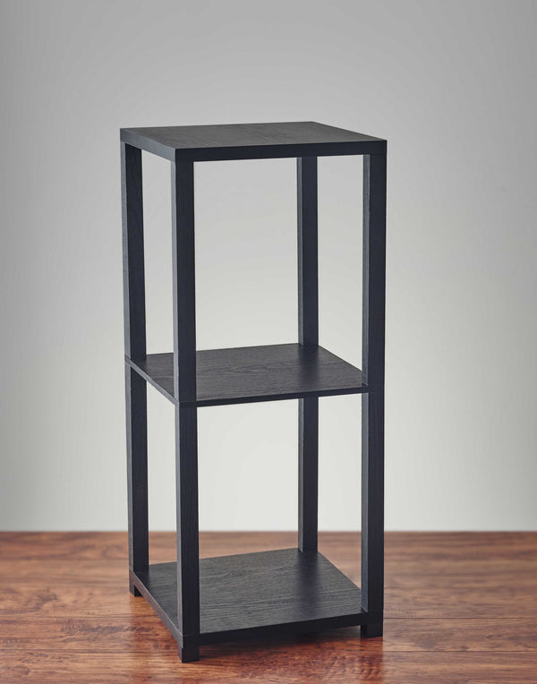 Homeroots 28" Black Square End Table With Two Shelves   372927
